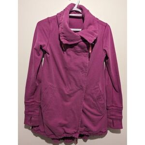 LULULEMON Womens Pink Gratitude Wrap Snap Up Asymmetrical Sweater Jacket Size‎ 6